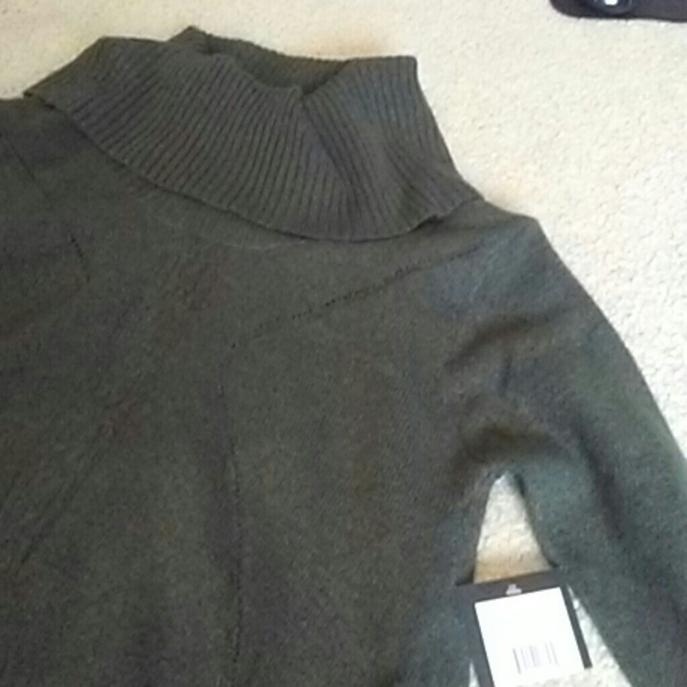Olive Green Cowl Neck Sweater with Buttons